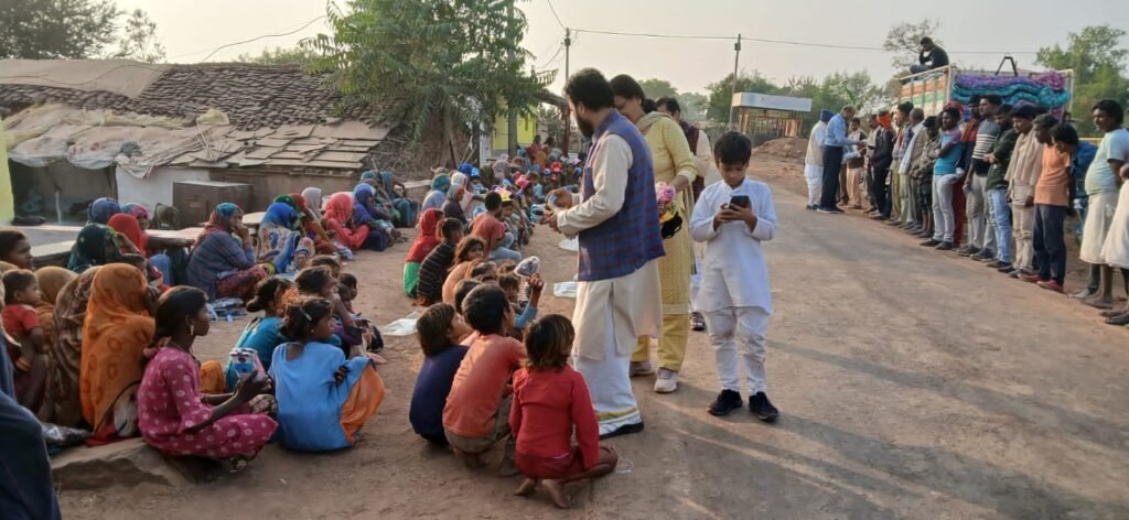 Volunteers distributing winter essentials to rural families